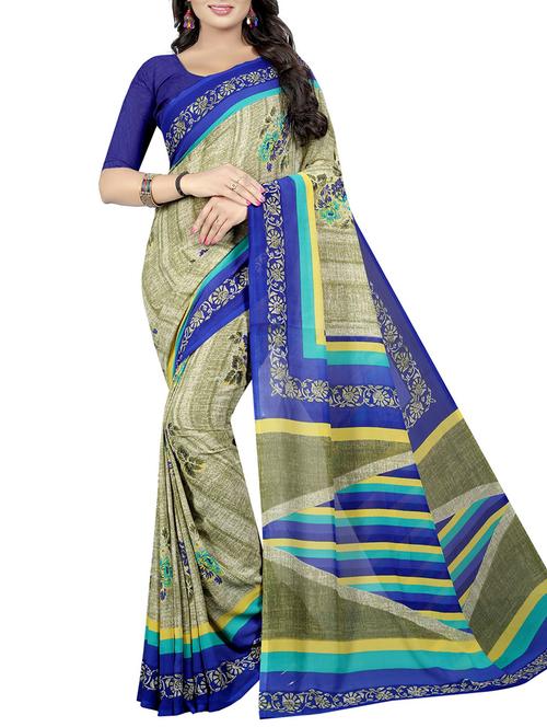 floral printed saree with blouse - 15726319 - Standard Image - 1