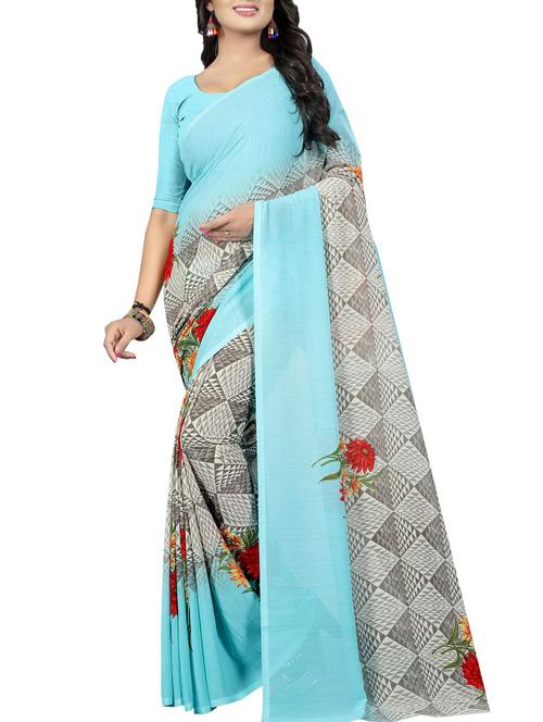 geometrical printed saree with blouse - 15726324 - Standard Image - 1
