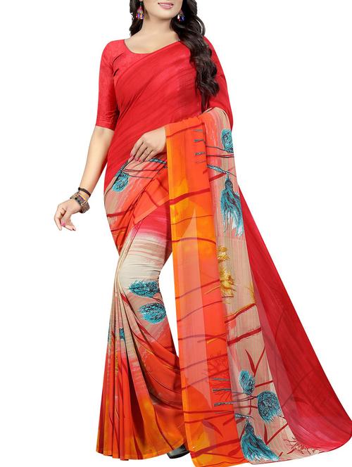 digital floral printed saree with blouse - 15726327 - Standard Image - 1