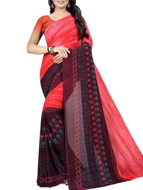 floral printed saree with blouse - 15726330 - Standard Image - 1