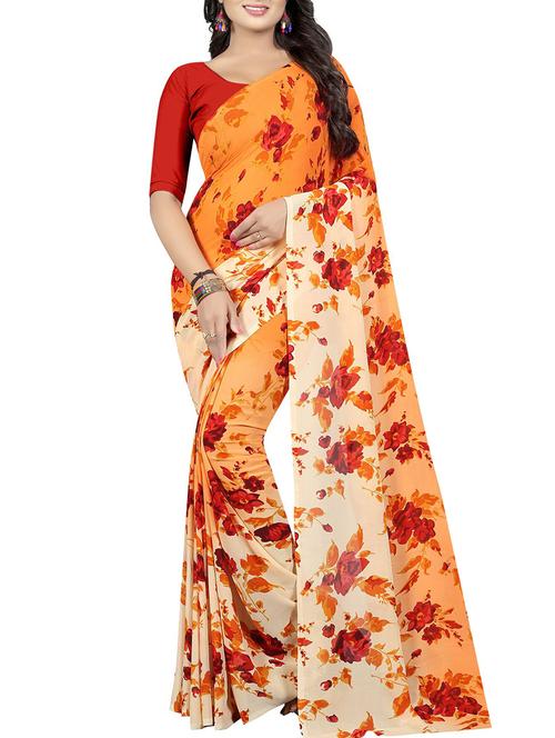 floral printed saree with blouse - 15726333 - Standard Image - 1