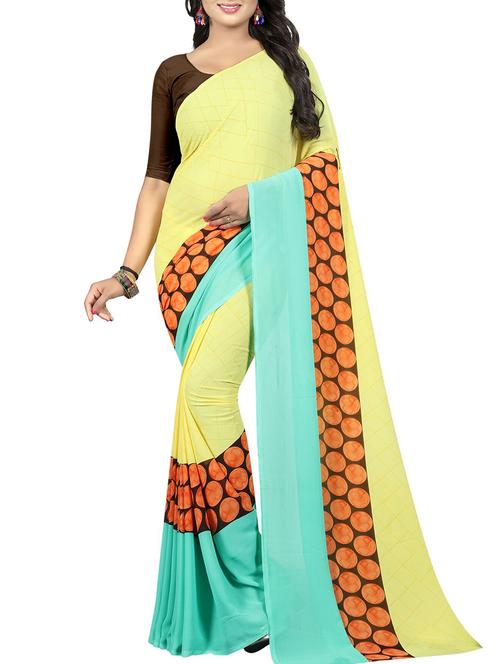 polka dots printed saree with blouse - 15726334 - Standard Image - 1
