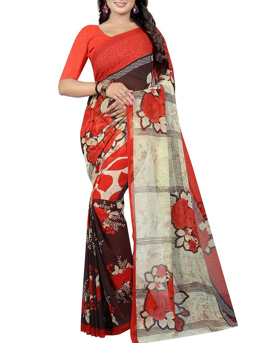 floral printed saree with blouse - 15726337 - Zoom Image - 1
