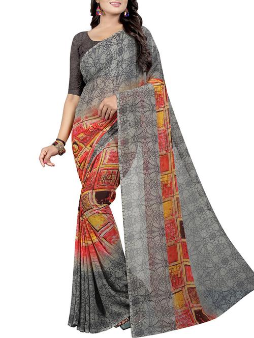 geometrical printed saree with blouse - 15726339 - Standard Image - 1