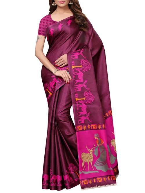 kalamkari printed border saree with blouse - 15726346 - Standard Image - 1