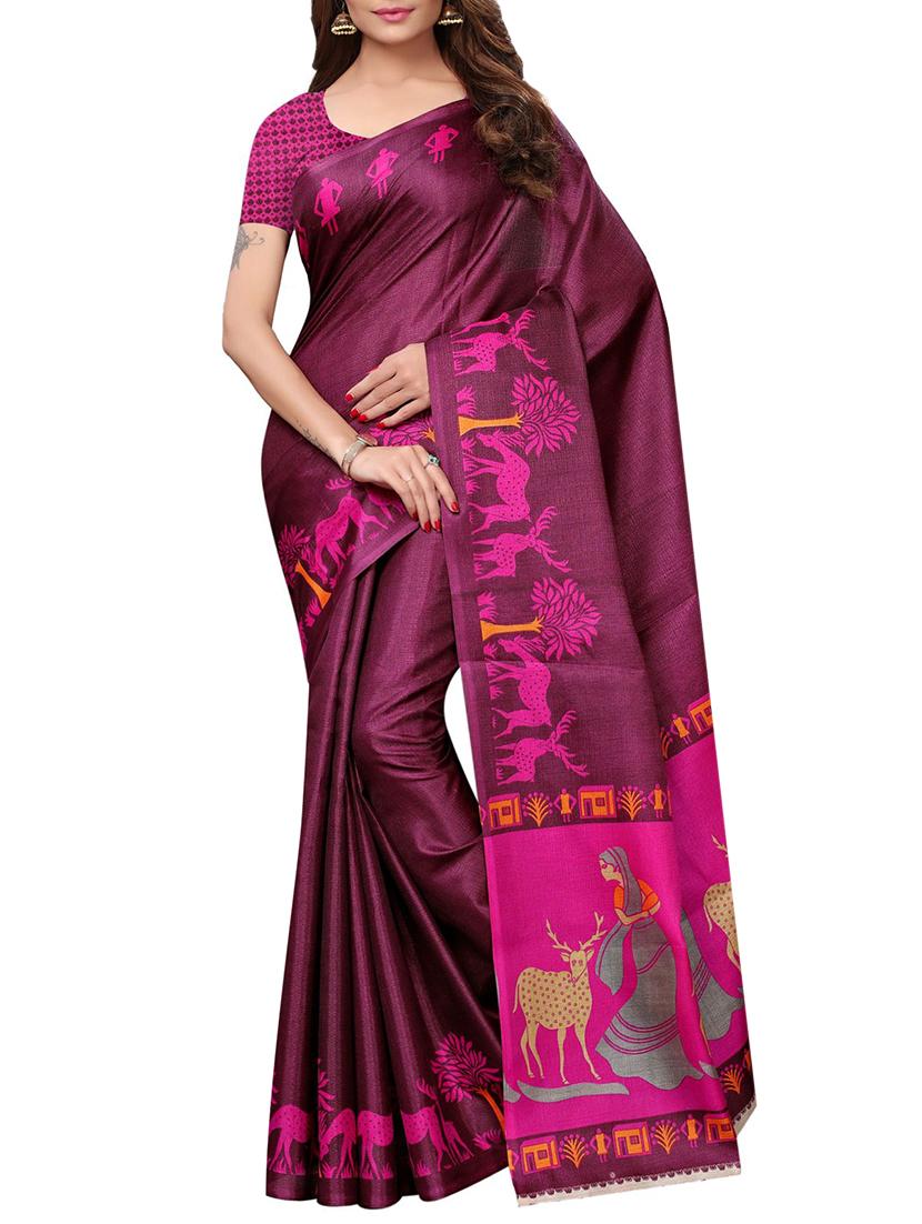 kalamkari printed border saree with blouse - 15726346 - Zoom Image - 1