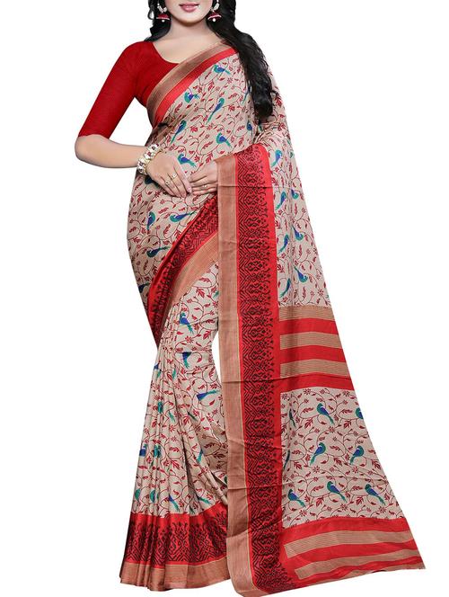 conversational printed saree with blouse - 15726347 - Standard Image - 1