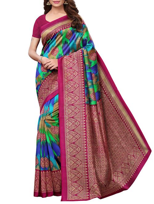 contrast border mysore silk saree with blouse - 15726350 - Standard Image - 1