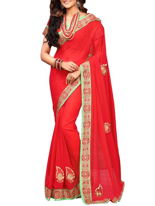 paisley embroidered saree with blouse - 15726368 - Standard Image - 1