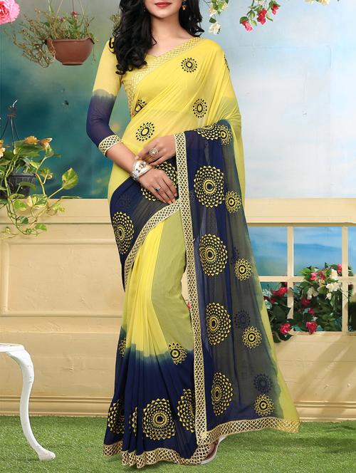 resham embroidered ombre saree with blouse - 15726376 - Standard Image - 1