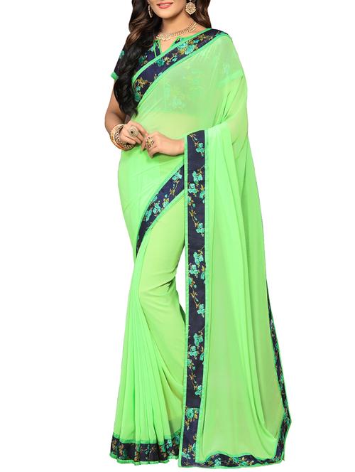 floral lace border saree with blouse - 15726548 - Standard Image - 1