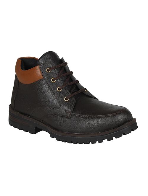 brown leatherette low ankle boots - 15726564 - Standard Image - 1