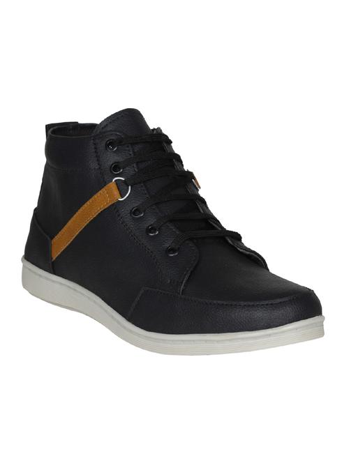 black leatherette lace up sneakers - 15726570 - Standard Image - 1