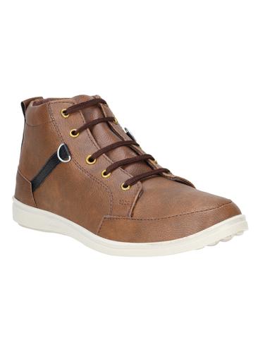 brown leatherette lace up sneakers - 15726572 - Very Small Image - 1