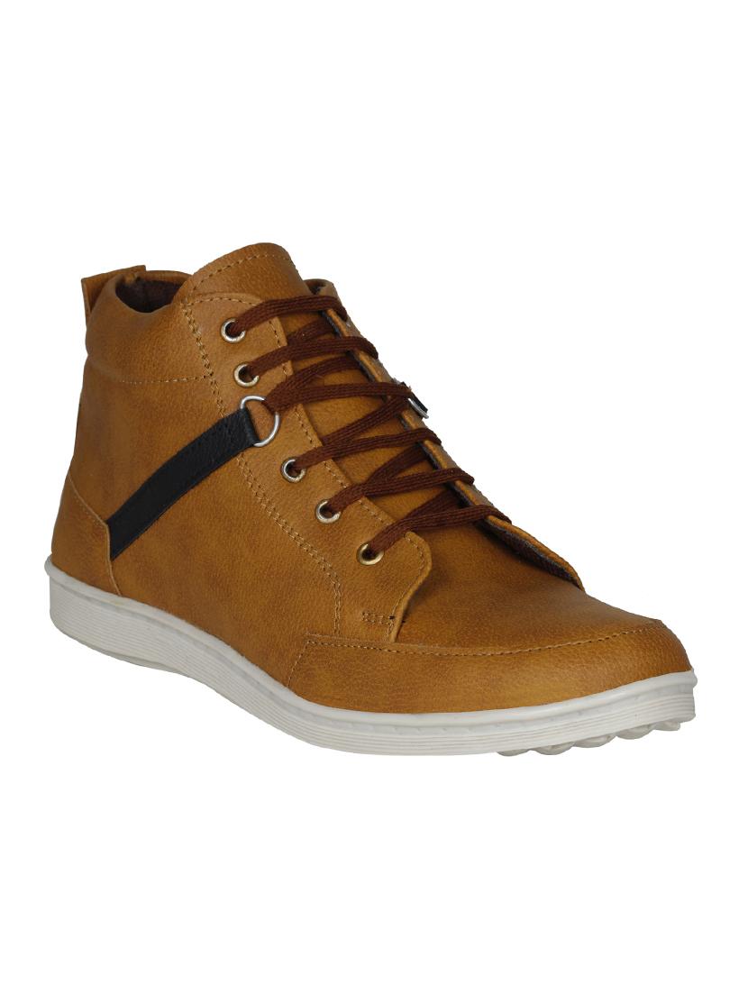 tan leatherette lace up sneakers - 15726573 - Zoom Image - 1