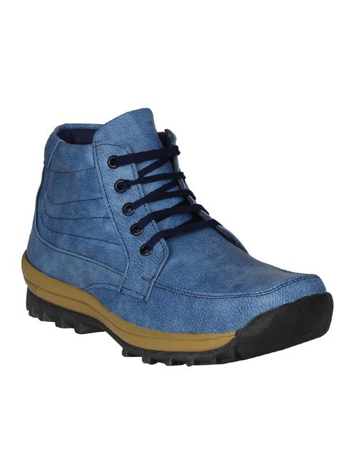 blue leatherette low ankle boots - 15726575 - Standard Image - 1