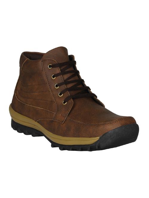 brown leatherette low ankle boots - 15726576 - Standard Image - 1