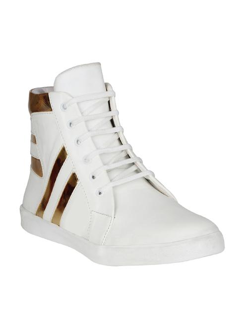 white leatherette lace up sneakers - 15726578 - Standard Image - 1