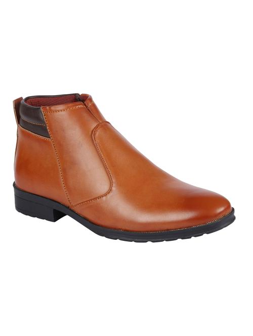 tan leatherette formal slip ons - 15726584 - Standard Image - 1