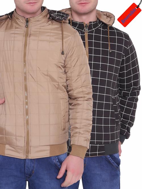 brown polyester blend reversible jacket - 15726591 - Standard Image - 1