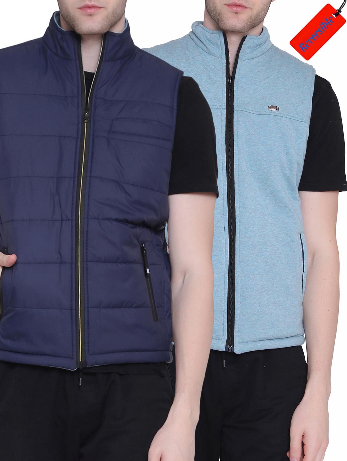 navy blue polyester blend reversible jacket - 15726596 - Zoom Image - 1