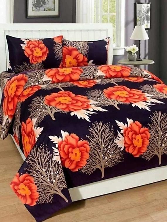 PolyCotton Double bedsheet with 2 Pillow Covers - 15726602 - Zoom Image - 1