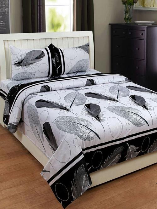 PolyCotton Double bedsheet with 2 Pillow Covers - 15726603 - Standard Image - 1