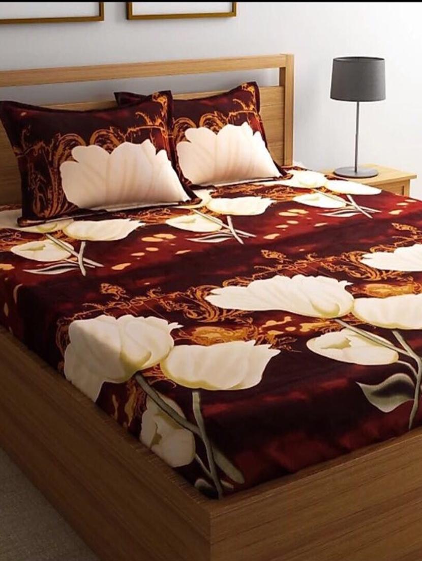 PolyCotton Double bedsheet with 2 Pillow Covers - 15726604 - Zoom Image - 1