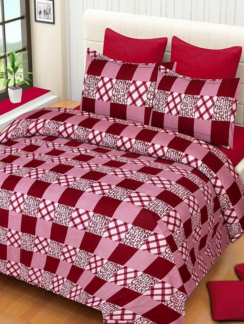 PolyCotton Double bedsheet with 2 Pillow Covers - 15726607 - Zoom Image - 1