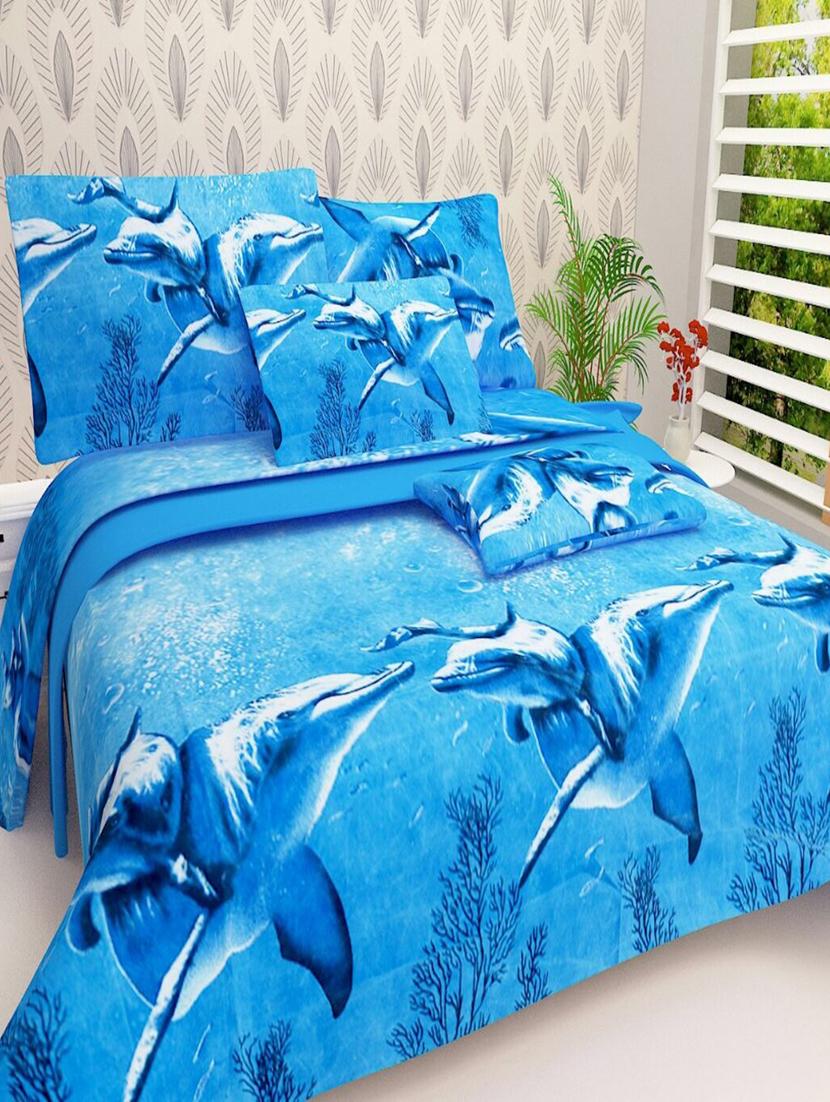PolyCotton Double bedsheet with 2 Pillow Covers - 15726620 - Zoom Image - 1