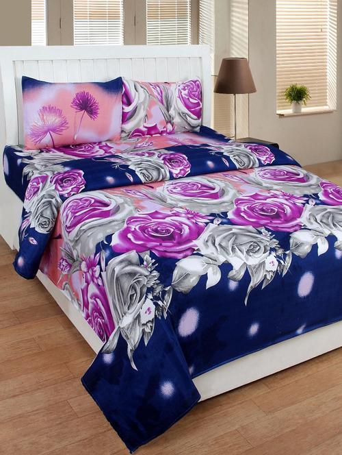 PolyCotton Double bedsheet with 2 Pillow Covers - 15726623 - Standard Image - 1