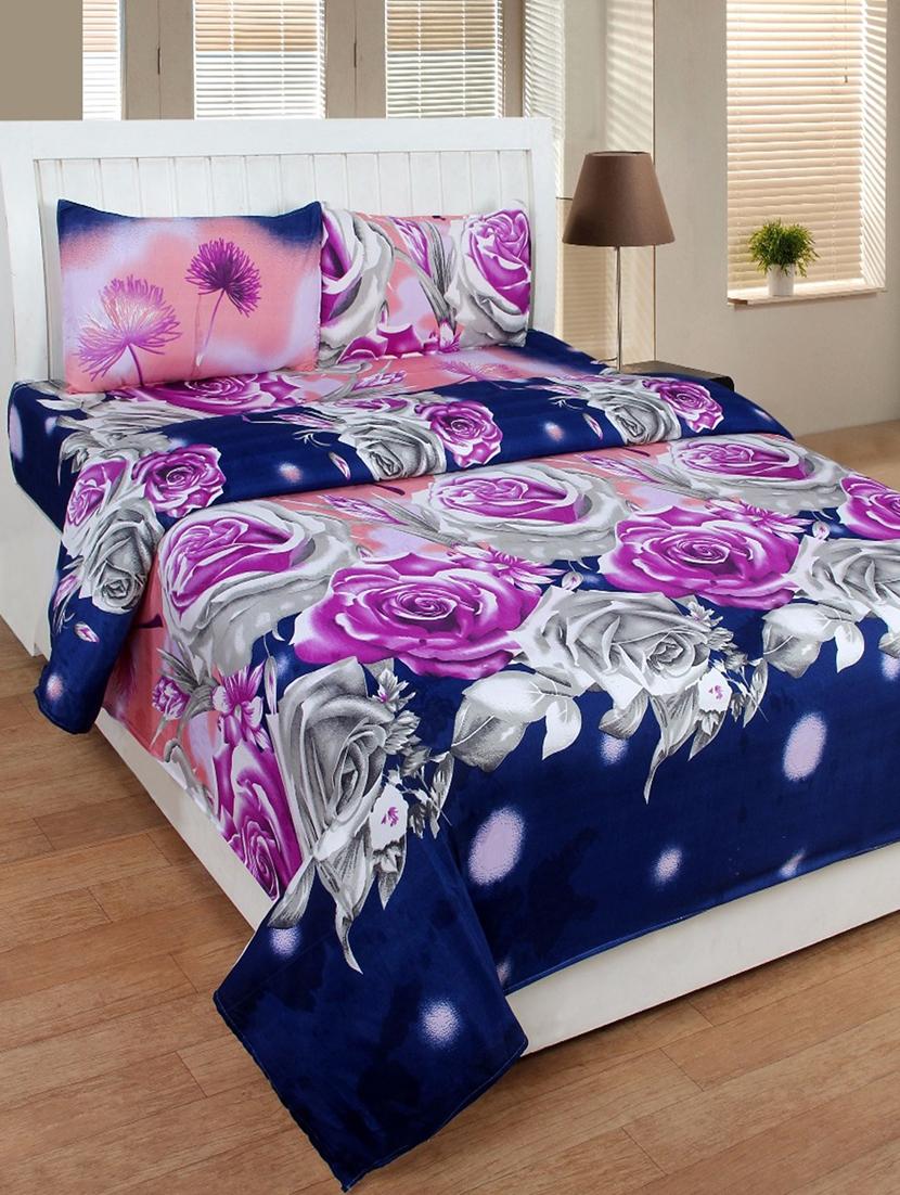 PolyCotton Double bedsheet with 2 Pillow Covers - 15726623 - Zoom Image - 1