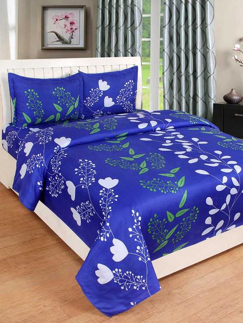 PolyCotton Double bedsheet with 2 Pillow Covers - 15726629 - Standard Image - 1