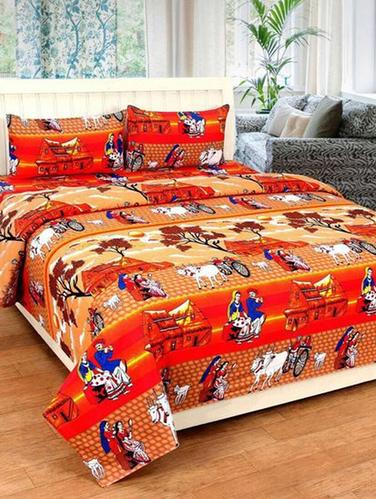 100% Cotton Double bedsheet with 2 Pillow Covers - 15726650 - Very Small Image - 1