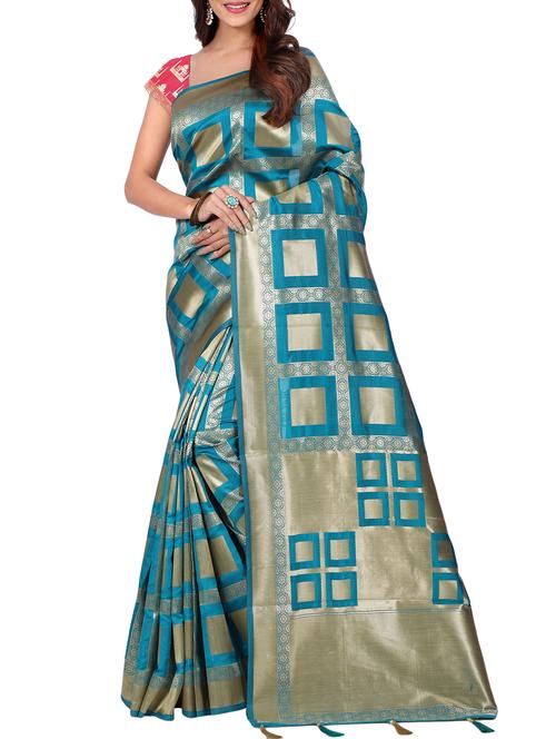 geometrical zari motif banarasi saree with blouse - 15726699 - Standard Image - 1