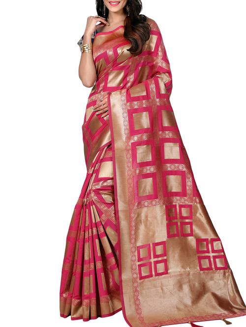 geometrical zari motif banarasi saree with blouse - 15726701 - Standard Image - 1