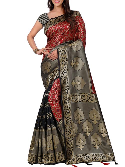 half & half zari banarasi saree with blouse - 15726707 - Standard Image - 1