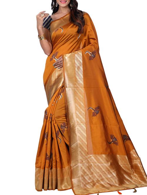 floral zari motif banarasi saree with blouse - 15726712 - Standard Image - 1