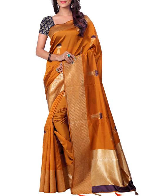 floral zari motif banarasi saree with blouse - 15726715 - Standard Image - 1