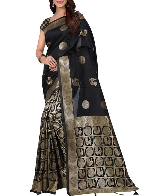 conversational zari motif banarasi saree with blouse - 15726723 - Standard Image - 1