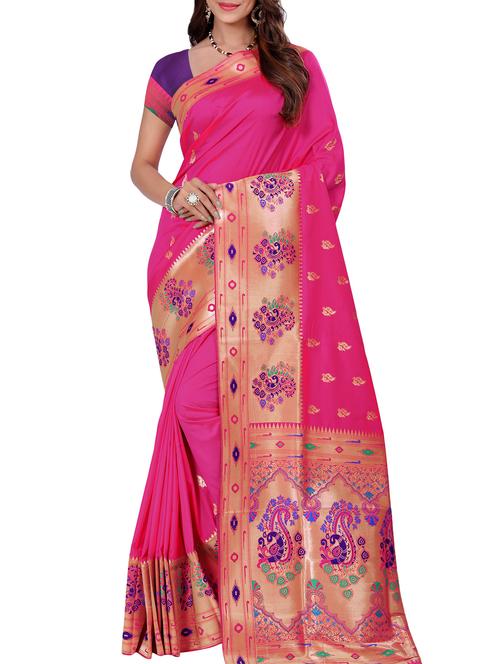 conversational zari motif banarasi saree with blouse - 15726730 - Standard Image - 1