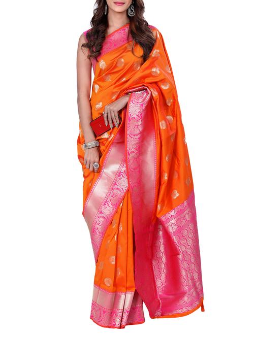 conversational zari motif banarasi saree with blouse - 15726731 - Standard Image - 1