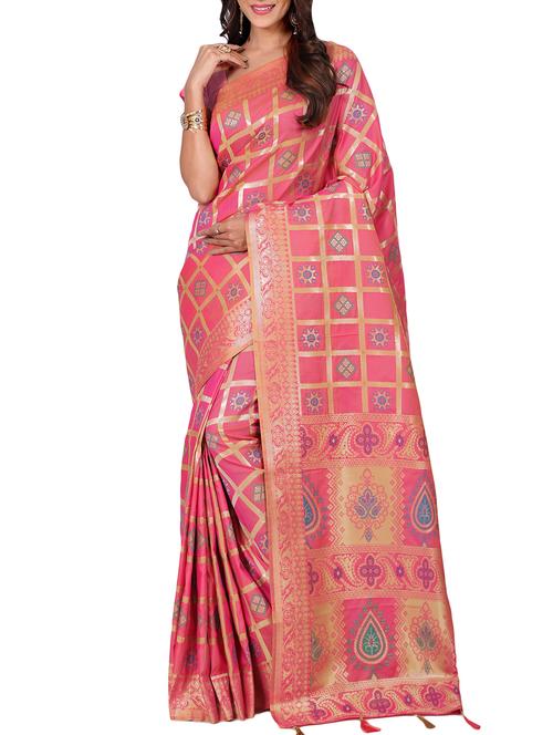 geometrical zari motif banarasi saree with blouse - 15726739 - Standard Image - 1