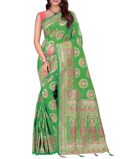conversational zari motif banarasi saree with blouse - 15726755 - Standard Image - 1