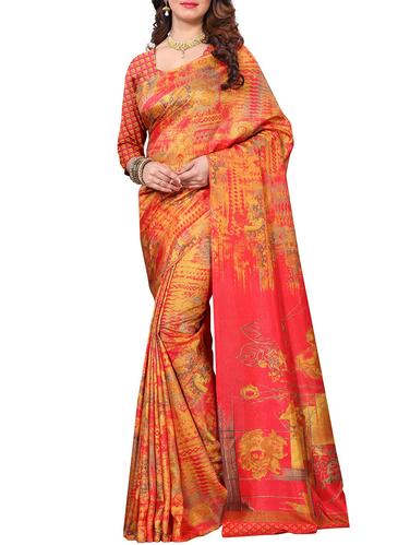 abstract printed saree with blouse - 15726846 - Very Small Image - 1