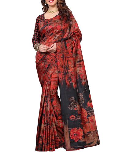 abstract printed saree with blouse - 15726848 - Very Small Image - 1