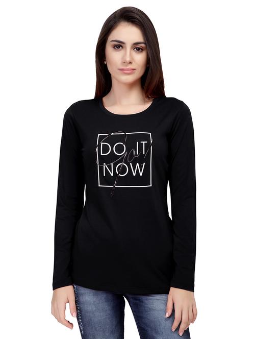 Slogan Print Round Neck Tee - 15726947 - Standard Image - 1