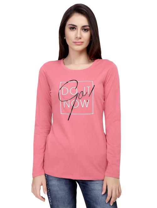 Slogan Print Round Neck Tee - 15726952 - Standard Image - 1