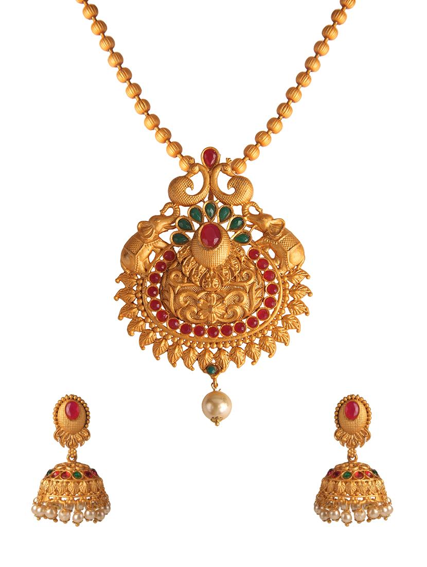 Gold Tone Necklace & Earrings Set - 15726999 - Zoom Image - 1