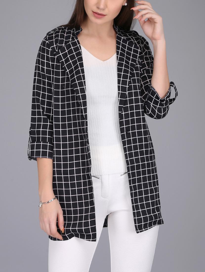 back pleat checkered shrug - 15727044 - Zoom Image - 1